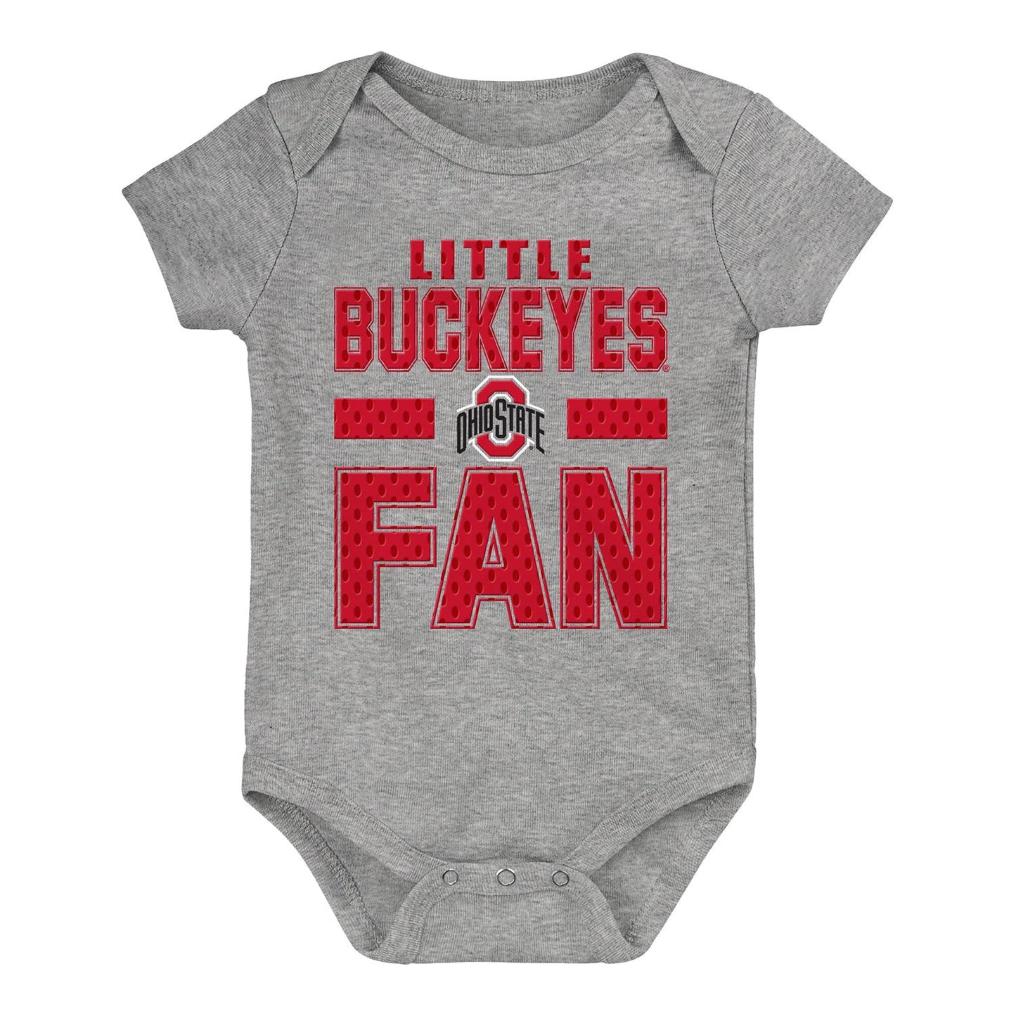 Newborn Ohio State Buckeyes Little Fan Onesie - In Gray - Front View