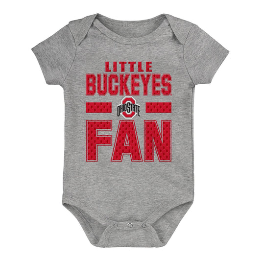 Newborn Ohio State Buckeyes Little Fan Onesie - In Gray - Front View