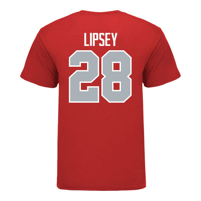 Ohio State Buckeyes Baseball #28 Trey Lipsey Student Athlete T-Shirt in Scarlet - Back View