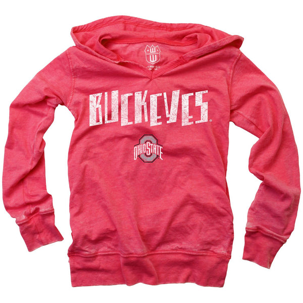 Girls Ohio State Buckeyes Burn Out Hooded Sweatshirt - Front View