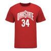 Ohio State Buckeyes Men's Basketball Student Athlete #34 Felix Okpara T-Shirt in Scarlet - Front View