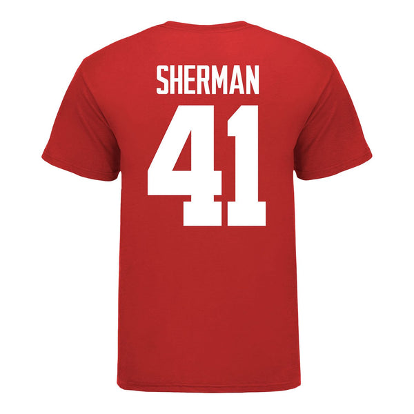 Ohio State Buckeyes Women's Lacrosse Student Athlete #41 Lilli Sherman T-Shirt In Scarlet - Back View