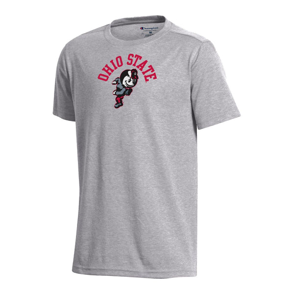 Youth Ohio State Buckeyes Field Running Brutus T-Shirt in Gray - Front View