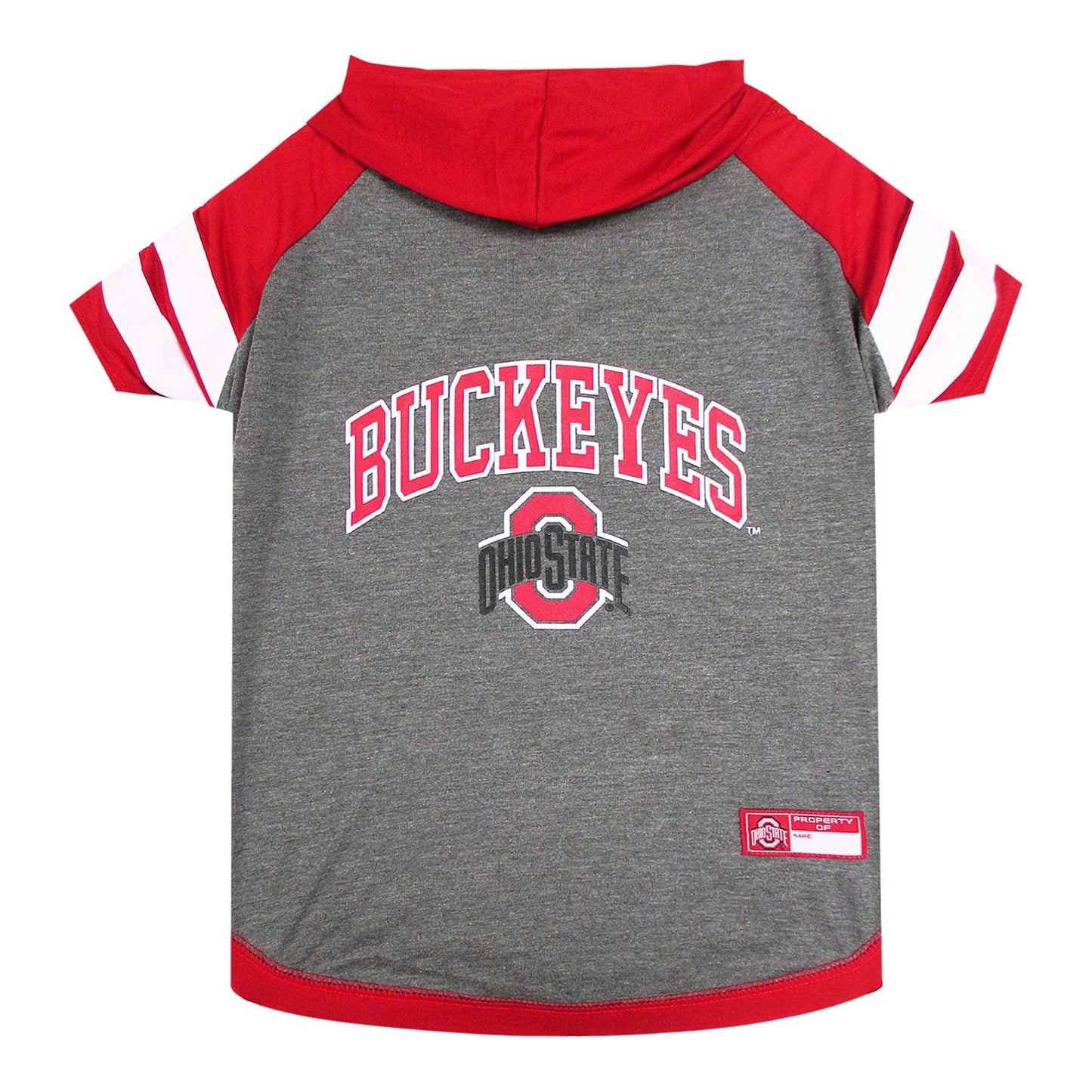 Ohio State Hooded Pet T-Shirt in Scarlet and Gray - Top View