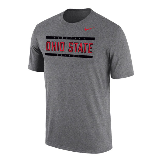 Ohio State Buckeyes Ice Hockey Black Dri-FIT Cotton T-Shirt - Front View