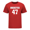 Ohio State Buckeyes Men's Lacrosse Student Athlete #47 Sam Burns T-Shirt In Scarlet - Front View