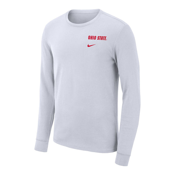 Ohio State Buckeyes Nike Basketball Arena White Long Sleeve T-Shirt - Front View
