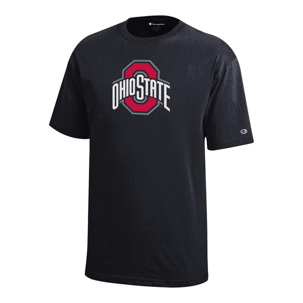 Youth Ohio State Buckeyes Primary Logo Black Tee - In Black - Front View