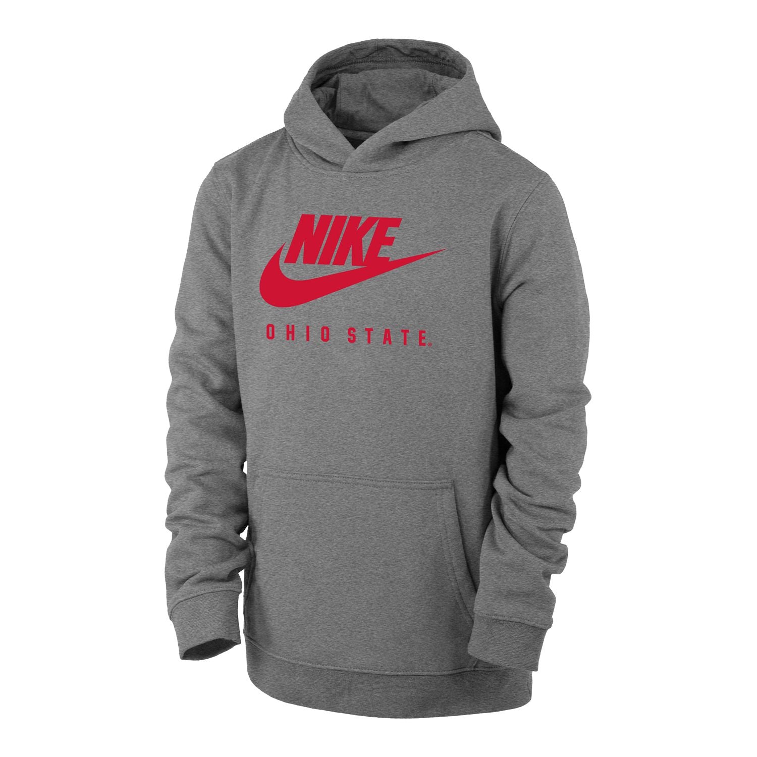 Youth Ohio State Buckeyes Club Fleece Gray Hooded Sweatshirt - Front View