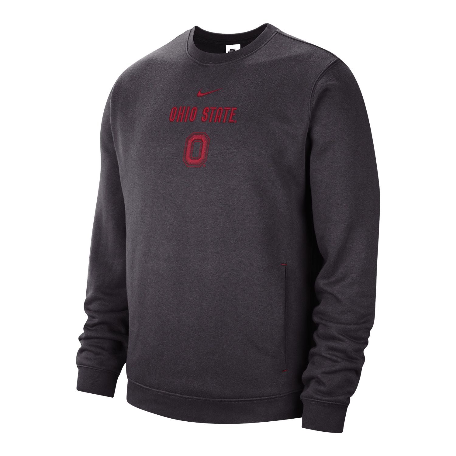 Ohio State Buckeyes Nike Campus Club Gray Crewneck Sweatshirt - Front View