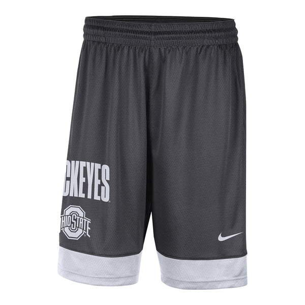 Ohio State Buckeyes Nike Fast Break Shorts in Gray - Front View