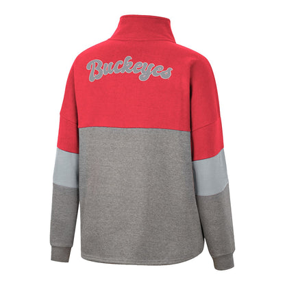 Ladies Ohio State Buckeyes Magazine Oversized Snap Sweatshirt - Back View