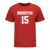 Ohio State Buckeyes Women's Lacrosse Student Athlete #15 Stella Wineman T-Shirt In Scarlet - Front View