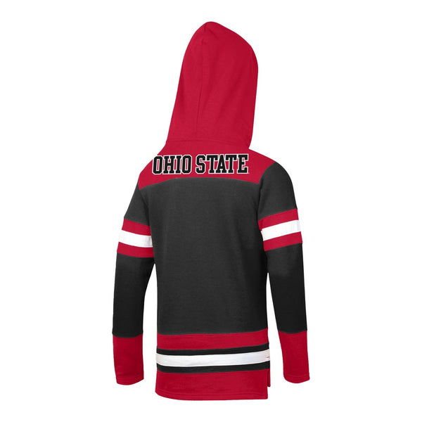 Ohio State Buckeyes Super Fan Hockey Big Logo Hooded Sweatshirt - Back View