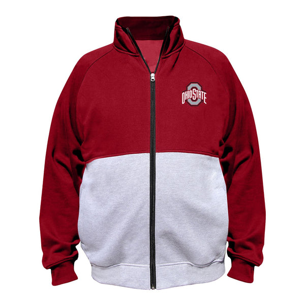 Ohio State Buckeyes Big & Tall Fleece Full Zip Jacket in Scarlet and Gray - Front View