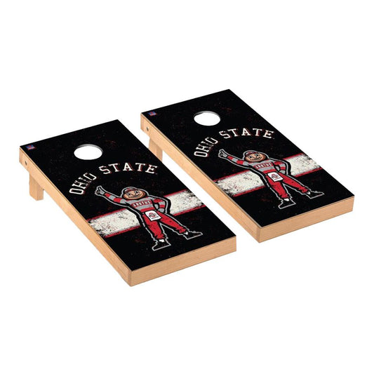 Ohio State Brutus Buckeye Cornhole Set in Black - Top View