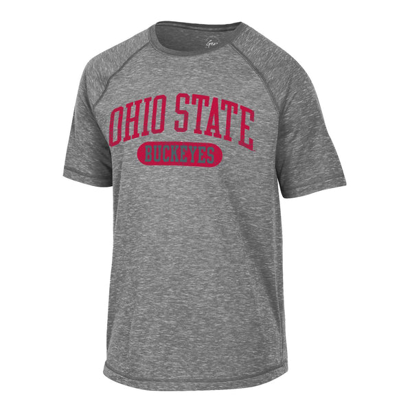Ohio State Buckeyes Arched OSU Buckeyes Raglan T-Shirt in Charcoal - Front View