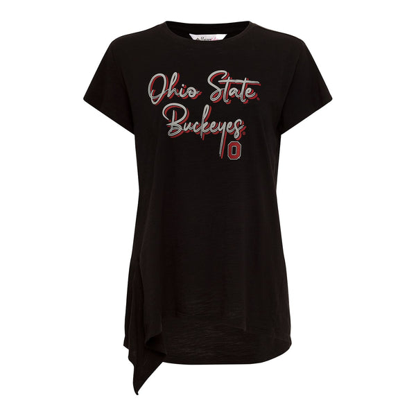 Ladies Ohio State Buckeyes Sophie Side Short Sleeve - In Black - Front View