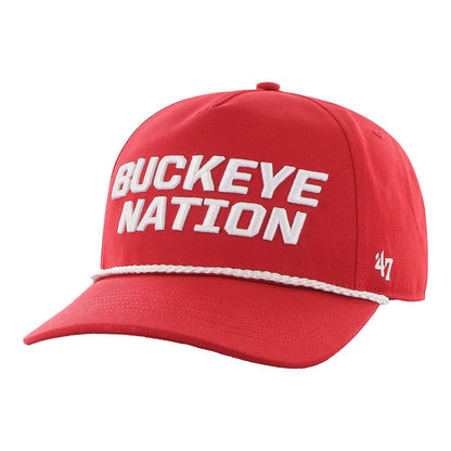 Ohio State Buckeyes Buckeye Nation Rope Scarlet Adjustable Hat - Angled Left View