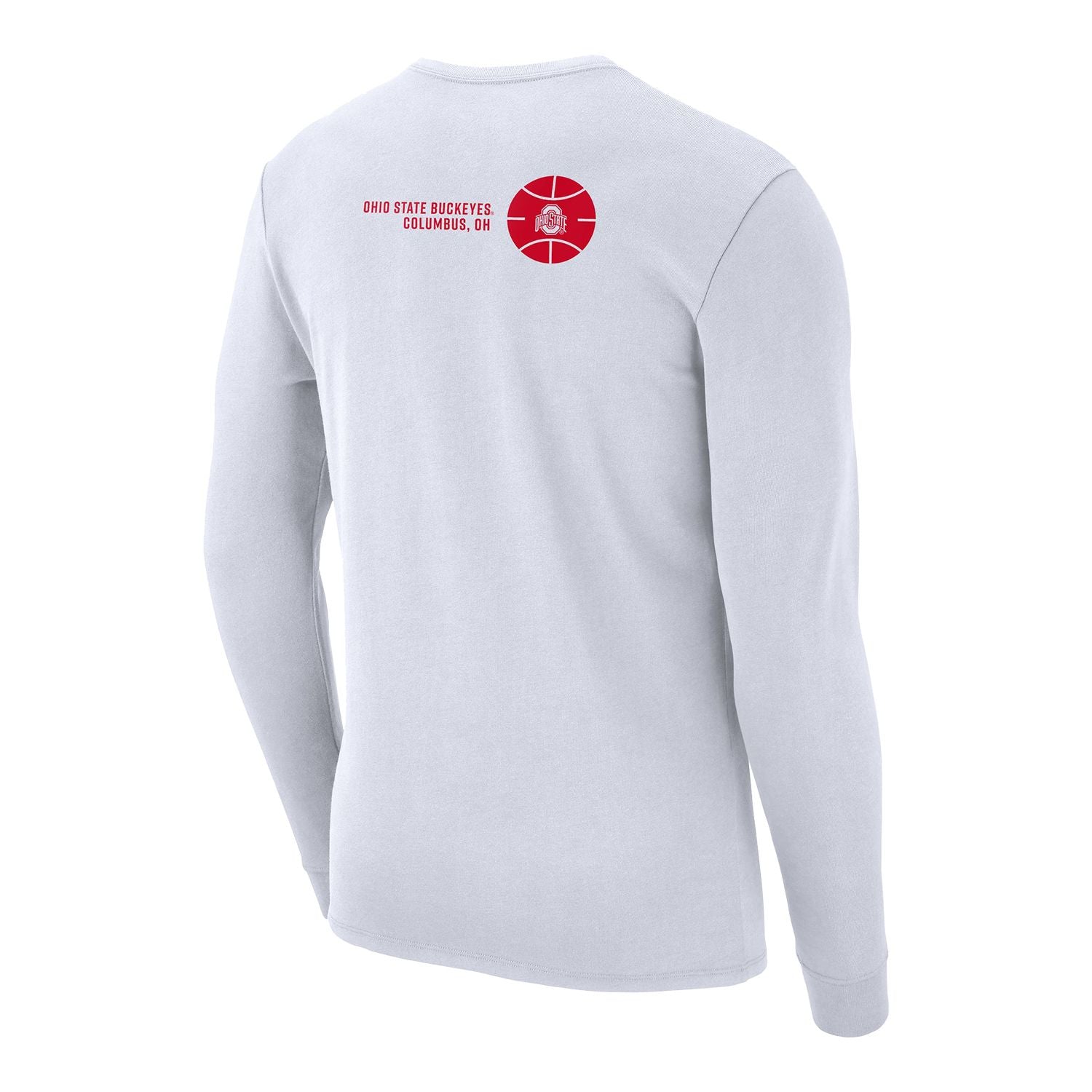 Ohio State Buckeyes Nike Basketball Arena White Long Sleeve T-Shirt - Back View