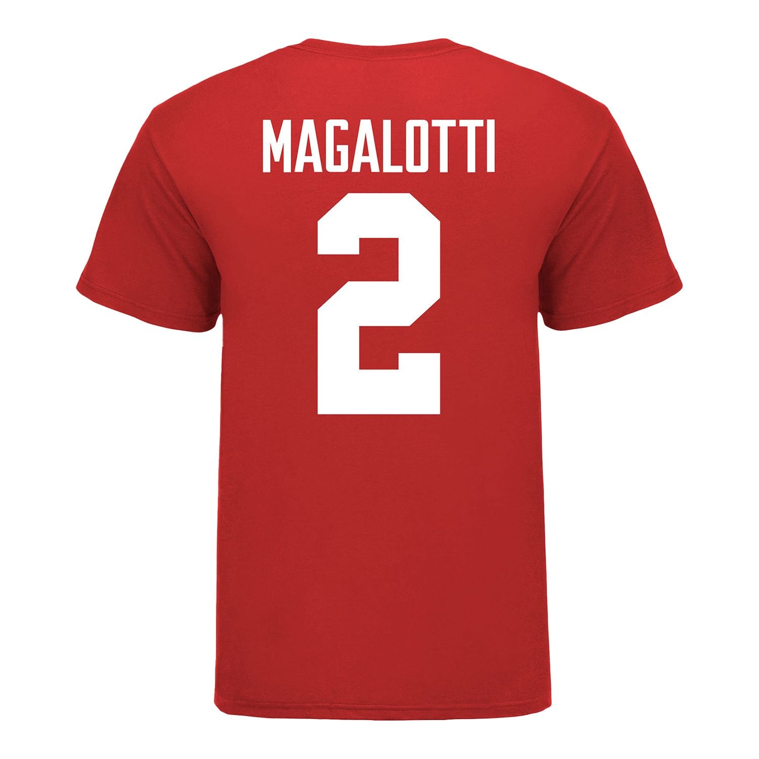 Ohio State Buckeyes Women's Lacrosse Student Athlete #2 Emily Magalotti T-Shirt In Scarlet - Back View