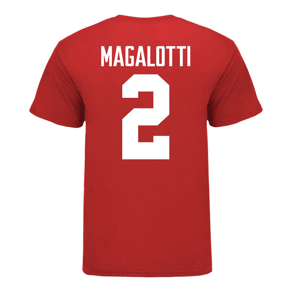 Ohio State Buckeyes Women's Lacrosse Student Athlete #2 Emily Magalotti T-Shirt In Scarlet - Back View