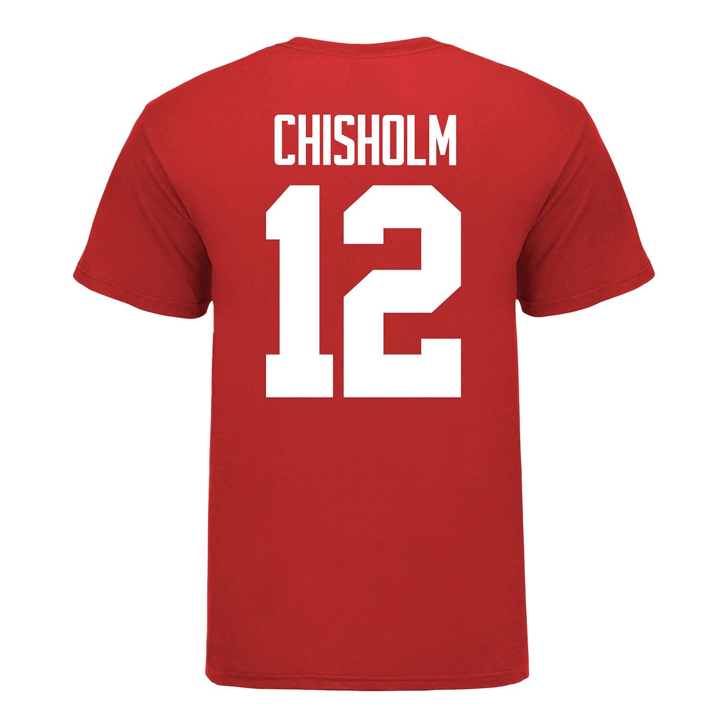 Ohio State Buckeyes Women's Lacrosse Student Athlete #12 Katie Chisholm T-Shirt In Scarlet - Back View