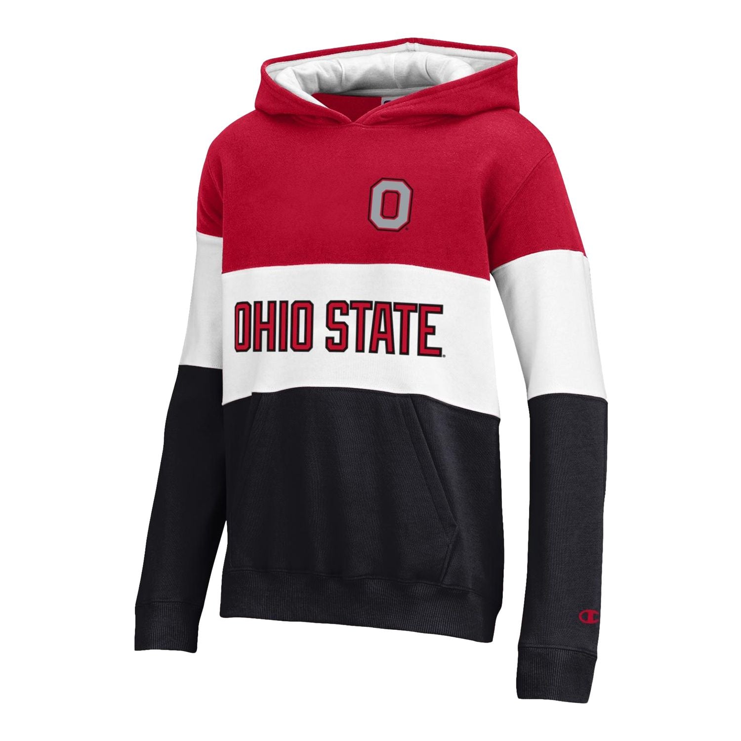 Youth Ohio State Buckeyes Super Fan Colorblock Hood - Front View