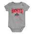 Newborn Ohio State Buckeyes Game On 3-Pack Onesies - In Gray - Front View