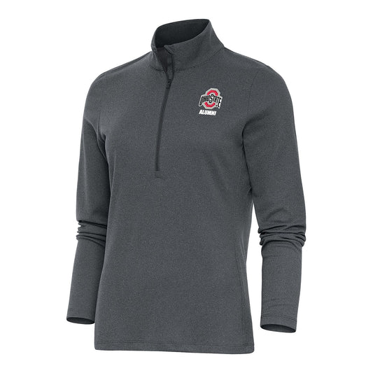 Ladies Ohio State Buckeyes Epic Alumni 1/4 Zip Jacket - In Charcoal - Front View