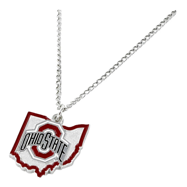 Ohio State Buckeyes State Outline Necklace - Front View