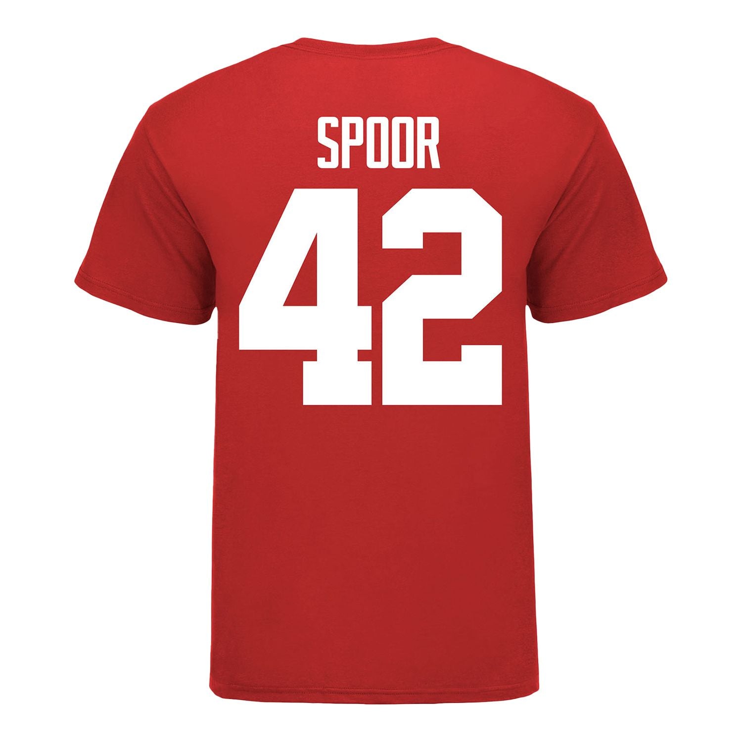 Ohio State Buckeyes Women's Lacrosse Student Athlete #42 Annika Spoor T-Shirt In Scarlet - Back View