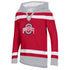 Youth Ohio State Buckeyes Scarlet Super Fan Big Stripe Hockey Hooded Sweatshirt in Scarlet and Gray - Front View
