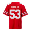 Ohio State Buckeyes Nike #53 Will Smith Jr. Student Athlete Scarlet Football Jersey - In Scarlet - Back View