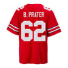 Ohio State Buckeyes Nike #62 Bryce Prater Student Athlete Scarlet Football Jersey - Back View