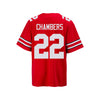 Youth Ohio State Buckeyes #22 Steele Chambers Student Athlete Football Jersey in Scarlet - Back View