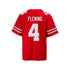 Youth Ohio State Buckeyes #4 Julian Fleming Student Athlete Football Jersey in Scarlet - Back View