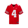 Youth Ohio State Buckeyes #4 Julian Fleming Student Athlete Football Jersey in Scarlet - Front View