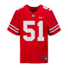 Ohio State Buckeyes Nike #51 Michael Hall Jr. Student Athlete Scarlet Football Jersey - Front View