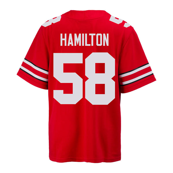 Ohio State Buckeyes Nike #58 Ty Hamilton Student Athlete Scarlet Football Jersey - Back View