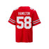 Youth Ohio State Buckeyes #58 Ty Hamilton Student Athlete Football Jersey in Scarlet - Back View