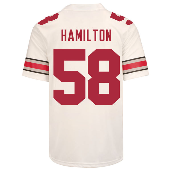 Ohio State Buckeyes Nike #58 Ty Hamilton Student Athlete White Football Jersey - Back View