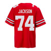 Ohio State Buckeyes Nike #74 Donovan Jackson Student Athlete Scarlet Football Jersey - Back View