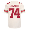 Ohio State Buckeyes Nike #74 Donovan Jackson Student Athlete White Football Jersey - Back View