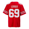 Ohio State Buckeyes Nike #69 Trey Leroux Student Athlete Scarlet Football Jersey - Back View