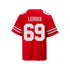 Youth Ohio State Buckeyes #69 Trey Leroux Student Athlete Football Jersey in Scarlet - Back View
