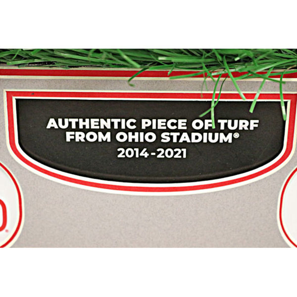 Ohio State Buckeyes TBDBITL Framed Collage with a Piece of Authentic Ohio Stadium Turf - Close View