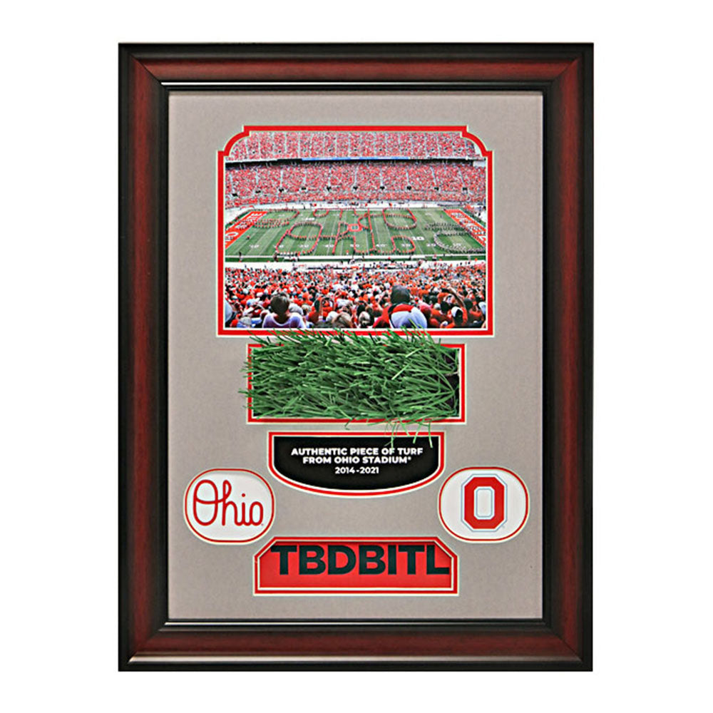 Ohio State Buckeyes TBDBITL Framed Collage with a Piece of Authentic Ohio Stadium Turf - Front View