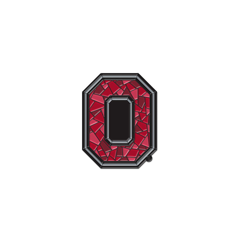 Ohio State Buckeyes Stained Glass Block O Hatpin in Scarlet - Front View