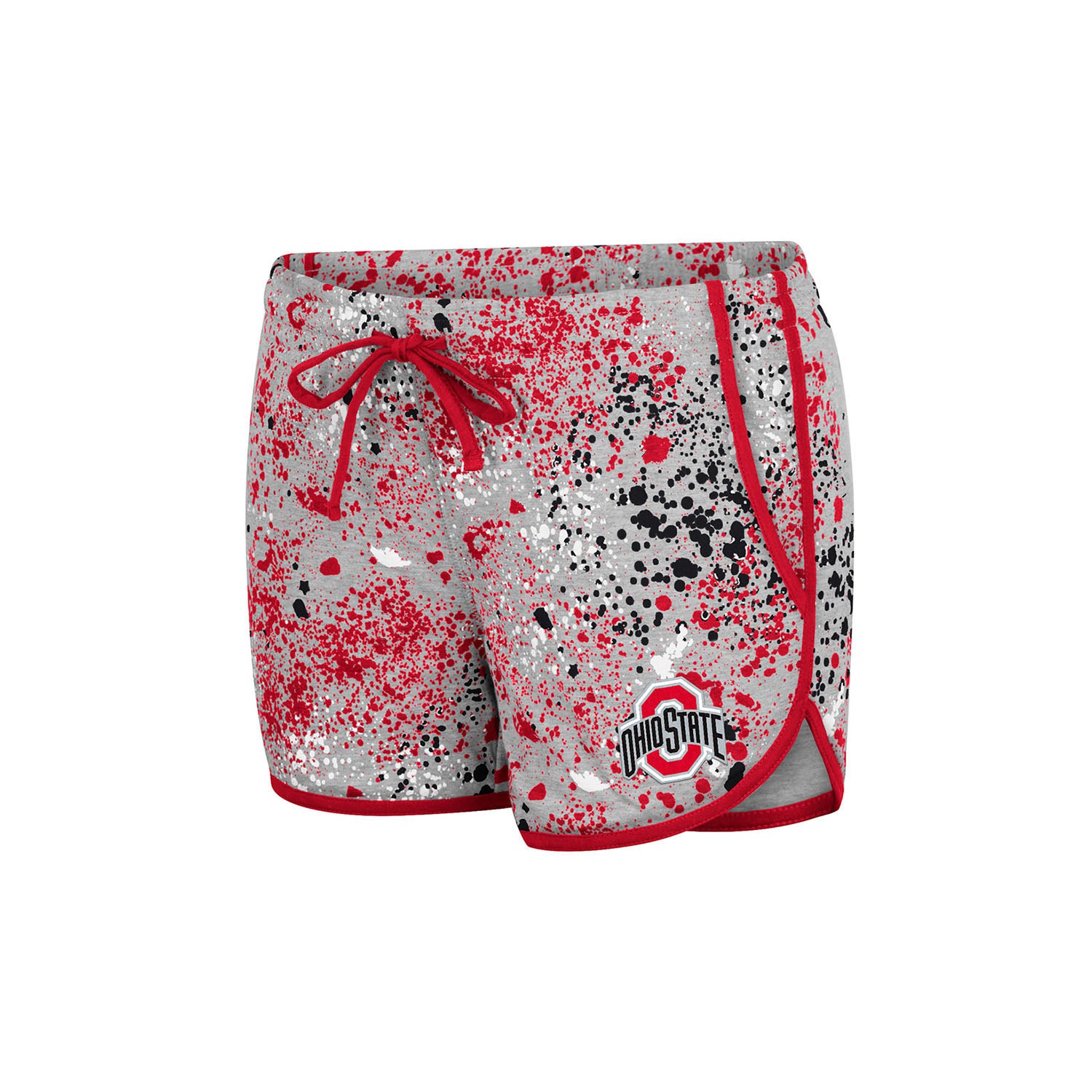 Ladies Ohio State Buckeyes Splatter Pocket Short in Gray - Front View